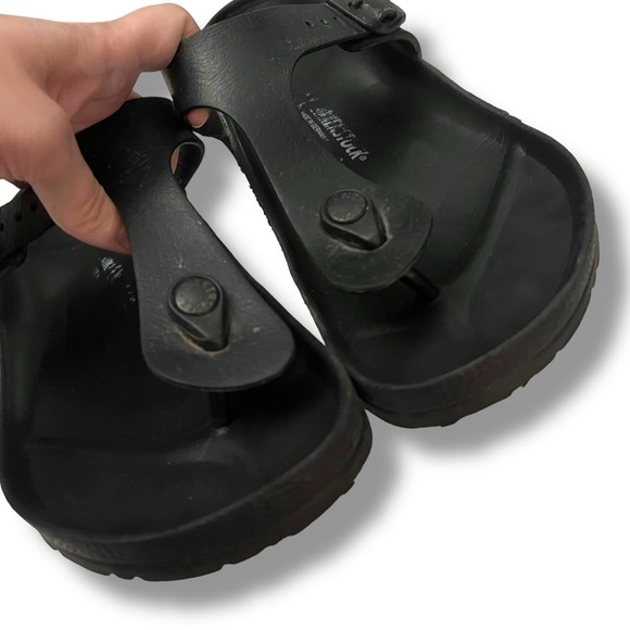 Birkenstock Gizeh EVA Sandals Shoes Mens Size 41 Black Adjustable Buckle Comfort - Picture 3 of 7